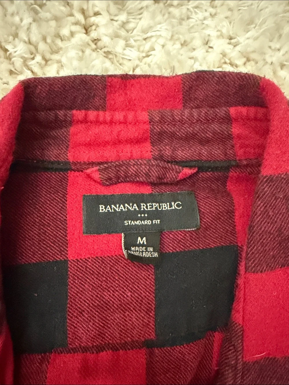 Banana Republic Red and Black Buffalo Plaid Button-Down Shirt
